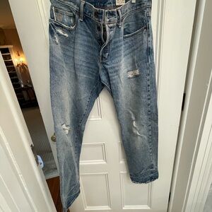 Todd Snyder Men's Washed Light Blue Straight Jeans